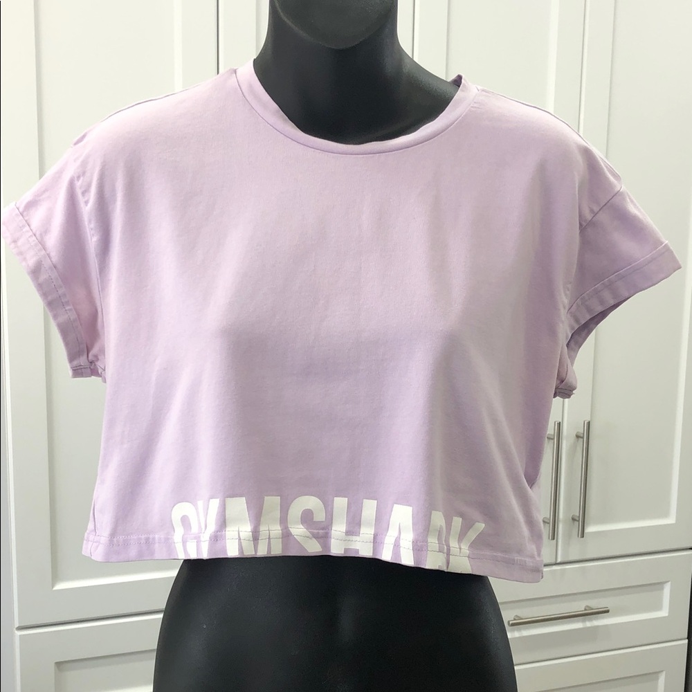 Gymshark Lavender Crop Tee with Logo Hem